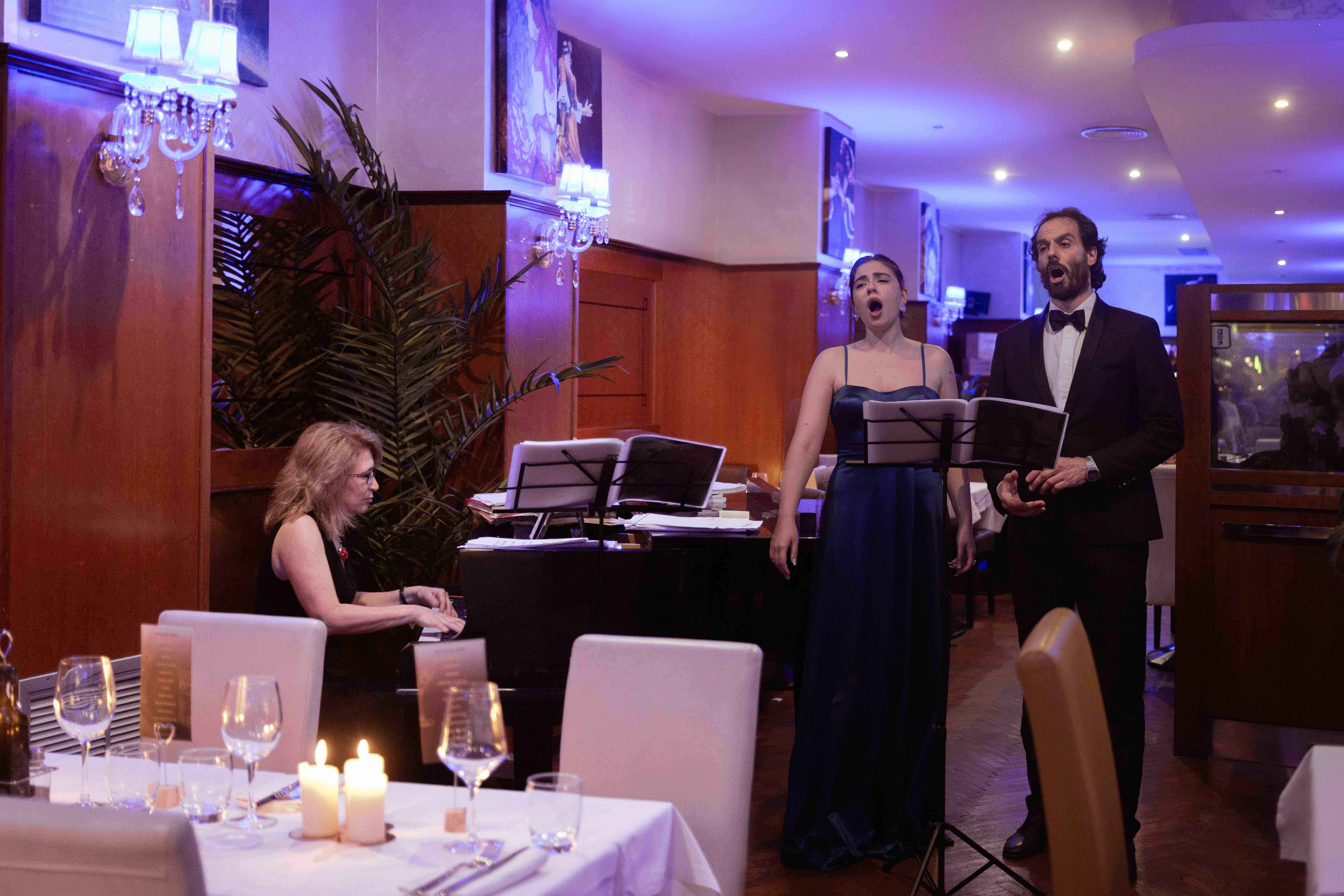 Elegant theatre venue with golden lighting